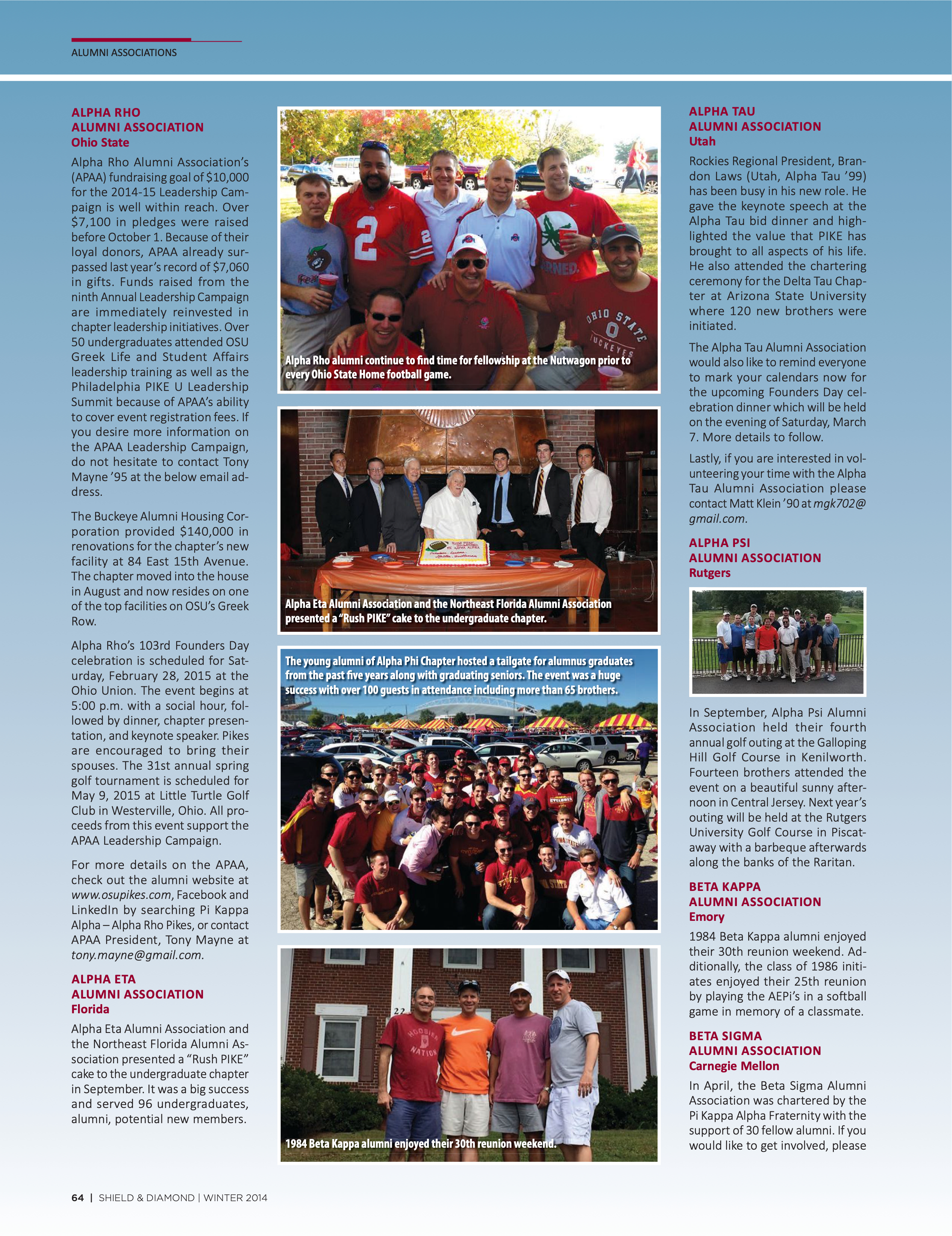 Alumni Associations, Winter 2014